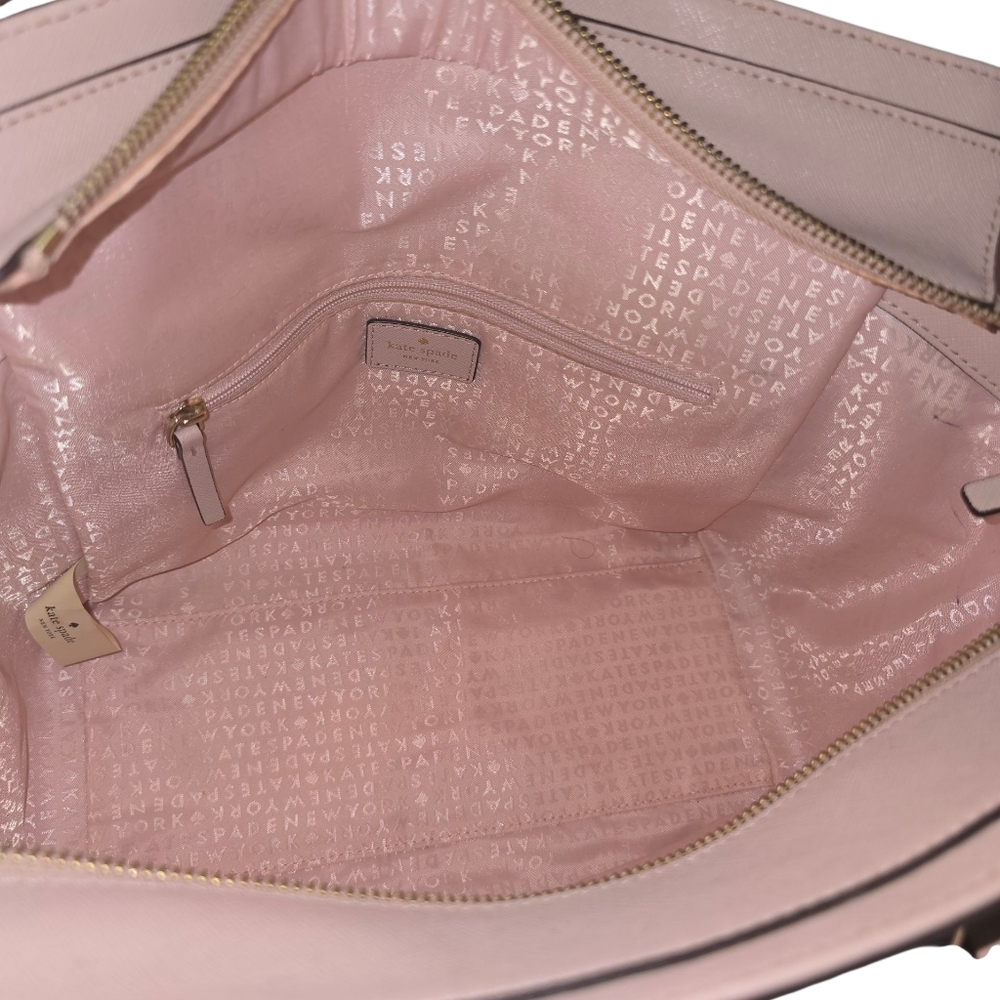 Kate Spade Light Pink Tote with Floral Bow EUC UNBRANDED DUSTY - Picture 12 of 16